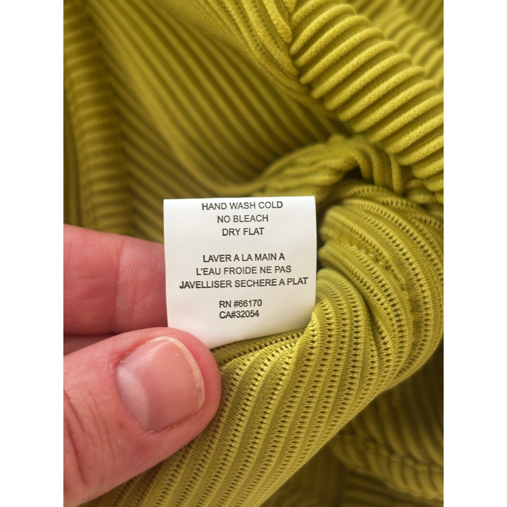 Anthropologie Blue Tassel Lime Green Ribbed Corset Bustier Long Sleeve Top NWT L - Picture 9 of 10